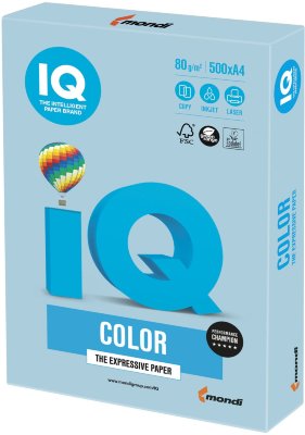 Бумага IQ color, А4, 80 г/м2, 500 л., пастель, голубой лед, OBL70