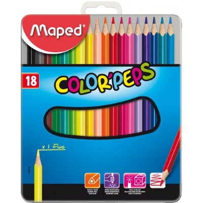 Maped Карандаши цвет. 18цв "Color Peps" трехгранные, ударопрочные, метал.упак. 832015