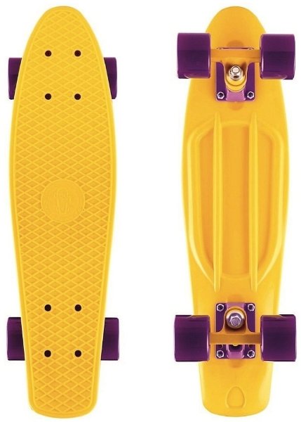 402-Y Скейтборд Y-SCOO Big Fishskateboard 27&" винил 68,6х19 с сумкой YELLOW/dark purple