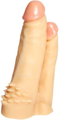 Анально-вагинальная насадка-фаллоимитатор с шипами для трусиков с плугом Харнесс №11 - 17 см.