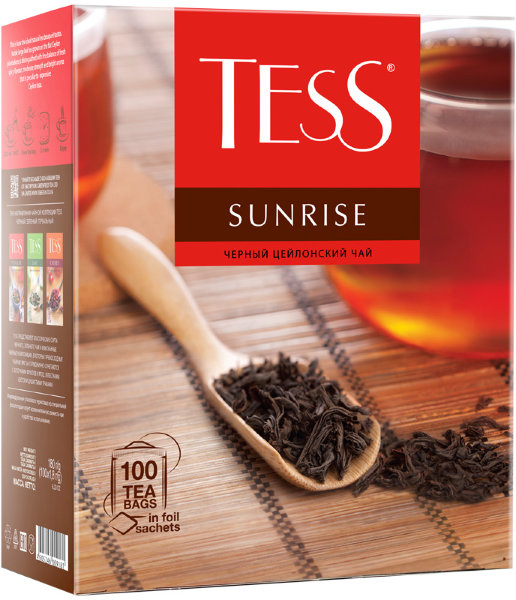 Чай Tess "Sunrise", черный, 100 фольг. пакетиков по 1,8г