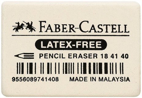 Резинка стирательная FABER-CASTELL "Latex-Free", прямоугольная, 37x25x7 мм, белая