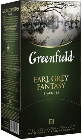Чай GREENFIELD "Earl Grey", черный с бергамотом, 25 пакетиков в конвертах по 2 г
