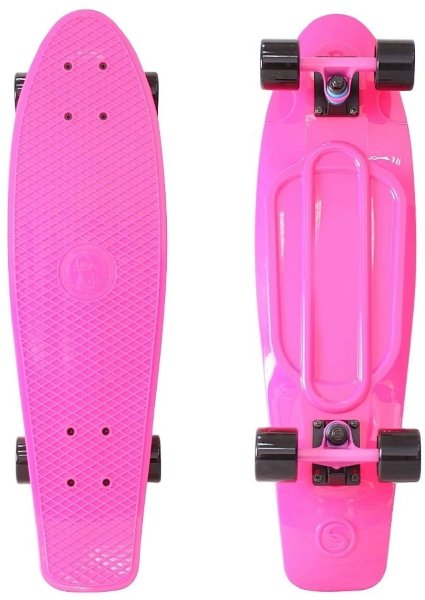 402-P Скейтборд Y-SCOO Big Fishskateboard 27&" винил 68,6х19 с сумкой PINK/black