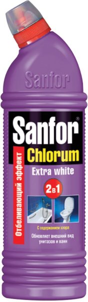 Чистящее средство 750 г, SANFOR Chlorum (Санфор Хлорный), мгновенное отбеливание, гель
