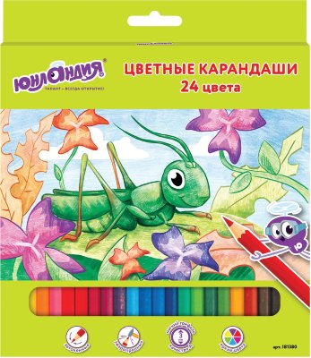 Карандаши цветные ЮНЛАНДИЯ "В ГОСТЯХ У БУКАШЕК", 24 цвета, классические заточенные