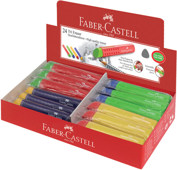 Резинка стирательная FABER-CASTELL "Tri", треугольная, 83х12,6х12,3 мм, пластиковый держатель