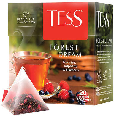 Чай TESS (Тесс) "Forest Dream", черный с малиной и черникой, 20 пирамидок по 1,8 г, 0784-12