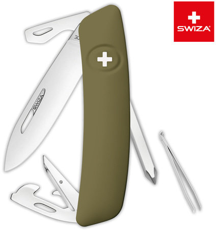 Швейцарский нож SWIZA D04 Standard, 95 мм, 11 функций, темно-зеленый