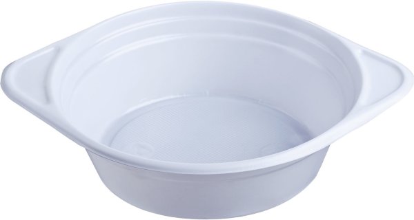 Одноразовые тарелки суповые, КОМПЛЕКТ 100 шт., пластик, 0,5 л, "БЮДЖЕТ", белые, ПС, холодное/горячее, ЛАЙМА