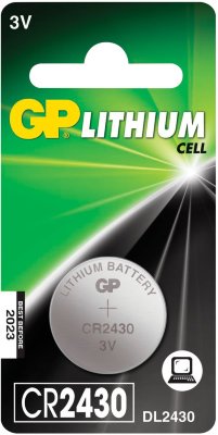 Батарейка GP Lithium, CR2430, литиевая, 1 шт., в блистере