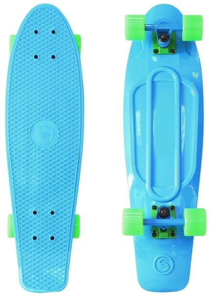 402-B Скейтборд Y-SCOO Big Fishskateboard 27&" винил 68,6х19 с сумкой BLUE/green