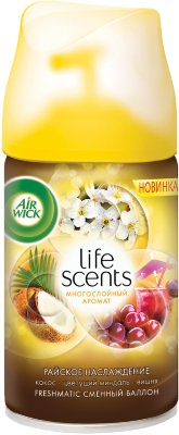 Сменный баллон 250 мл, AIRWICK Life Scents "Райское наслаждение", для автоматических освежителей, универсальный