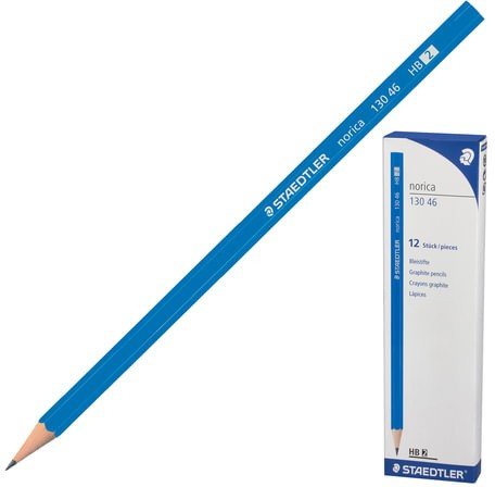 Карандаш чернографитный STAEDTLER, 1 шт., "Norica", HB, без резинки, корпус синий, заточенный