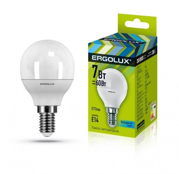 Светодиодная лампа Ergolux LED-G45-7W-E14-4K
