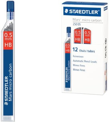 Грифели запасные STAEDTLER, КОМПЛЕКТ 12 шт., "Mars micro", HB, 0,5 мм