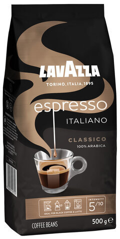 Кофе в зернах LAVAZZA "Espresso Italiano Classico", 500 г, вакуумная упаковка, 1875