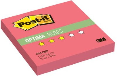 Блок самоклеящийся (стикер) POST-IT Optima "Лето", 76х76 мм, 100 л., маковый неон