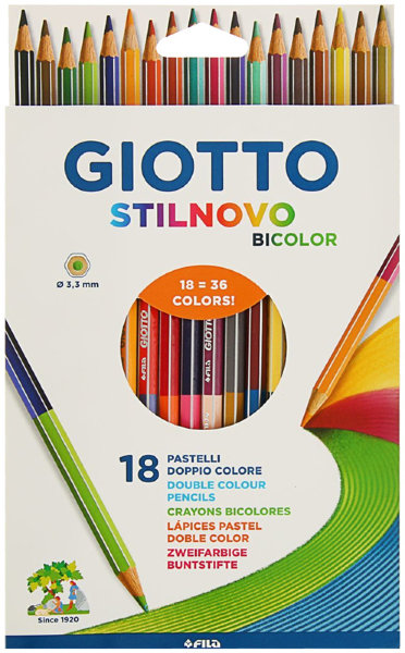 Карандаши цветные двусторонние Giotto "Stilnovo Bicolor", 36цв., 18шт., заточен., картон, европодвес