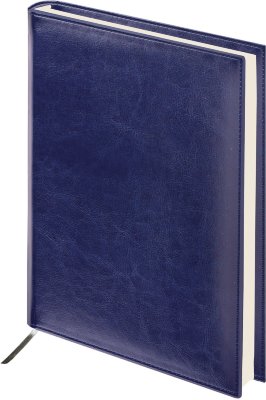 Ежедневник BRAUBERG недатированный, А4, 175х247 мм, "Imperial", под гладкую кожу, 160 листов, темно-синий, кремовый блок