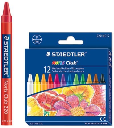 Восковые мелки STAEDTLER "Noris Club", 12 цветов, картонная упаковка, европодвес