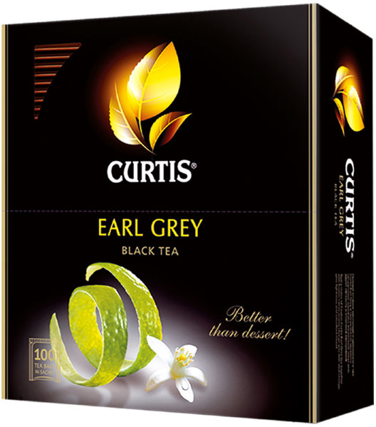 Чай Curtis "Earl Grey",  черный, 100 пакетиков по 2г сашет