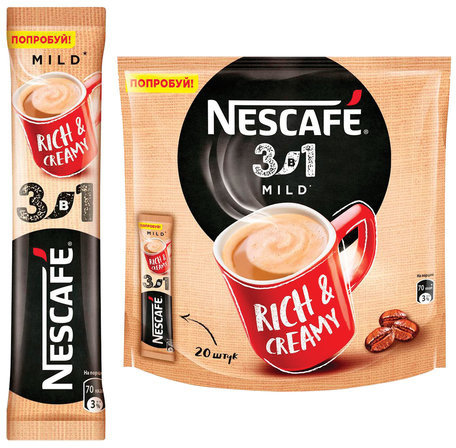 Кофе растворимый NESCAFE "3 в 1 Мягкий", 20 пакетиков по 16 г (упаковка 320 г), 12235480