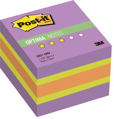 Блок самоклеящийся (стикер) POST-IT Optima "Зима", 51х51 мм, 400 л., ассорти