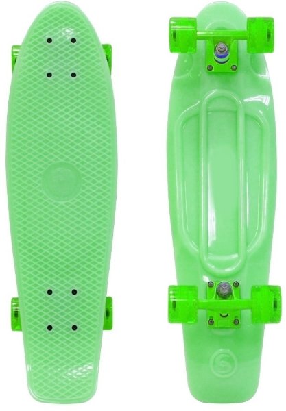 402E-G Скейтборд Y-SCOO Big Fishskateboard GLOW 27&" винил 68,6х19 с сумкой GREEN/green