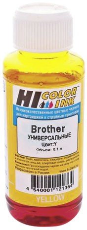 Чернила HI-COLOR для BROTHER универсальные, желтые, 0,1 л, водные