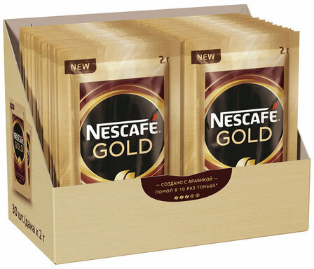 Кофе молотый в растворимом NESCAFE "Gold", сублимированный, 30 пакетиков по 2 г (упаковка 60 г), 12402477