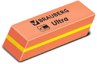 Ластик BRAUBERG "Ultra", 41х14х8 мм, оранжевый, натуральный каучук, 228705