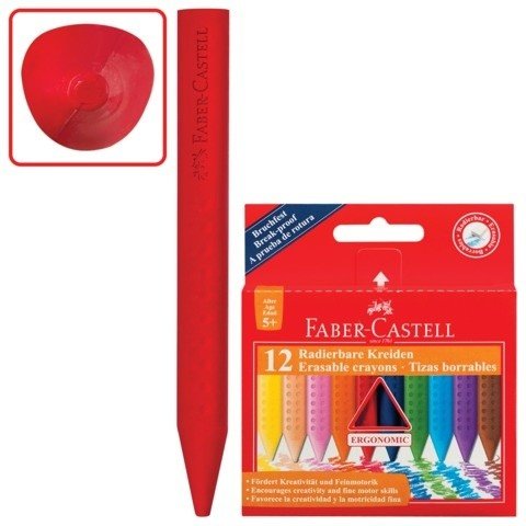 Мелки пластиковые FABER-CASTELL "Grip", 12 цветов, трехгранные, картонная упаковка, подвес