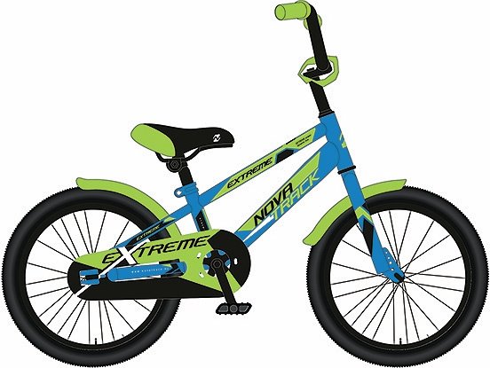 Велосипед NOVATRACK 18", EXTREME, синий, полная защита цепи,  тормоз нож, короткие крылья, нет багаж