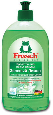 Средство для мытья посуды 500 мл FROSCH "Зеленый лимон" (), ЭКО, пуш-пул, 706183