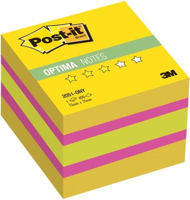 Блок самоклеящийся (стикер) POST-IT Optima "Лето", 51х51 мм, 400 л., ассорти