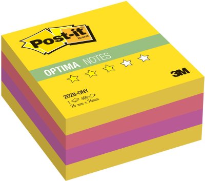 Блок самоклеящийся (стикер) POST-IT Optima "Лето", 76х76 мм, 400 л., ассорти