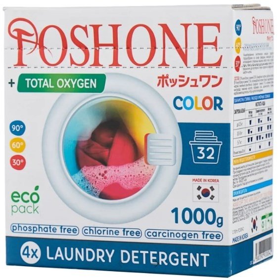 POSH ONE Color Стиральный порошок для цветного белья 1кг (Корея)