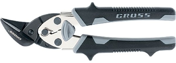 Ножницы по металлу "Piranha", 185 мм, прямой и левый рез, сталь СrM, двухкомпонентные рукоятки Gross
