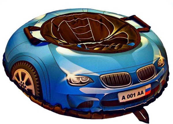 Санки надувные Тюбинг Эксклюзив SUPER CAR BMW синий автокамера, диаметр 100 см