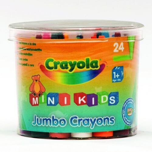 Crayola 24 восковых мелка для малышей в бочонке