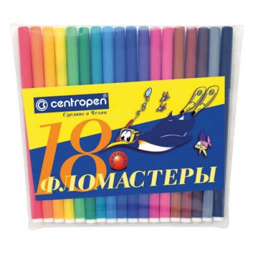 Фломастеры 18цв "Centropen Пингвины", жёстк.блистер европодвес