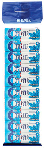 Жевательная резинка ORBIT (Орбит) "Сладкая мята", 10-пачечный мультипак, 136 г, 4009900394369