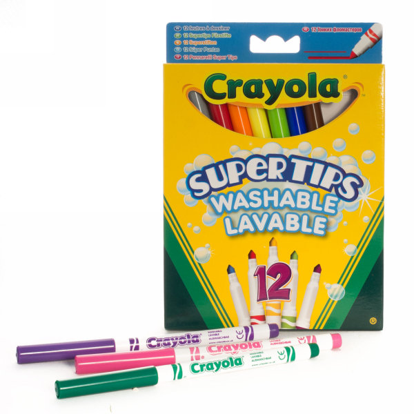 Crayola 12 тонких фломастеров Супертипс ярких цветов маркеры