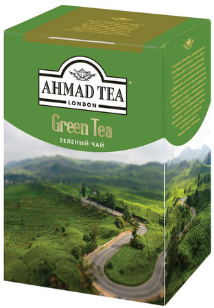 Чай AHMAD (Ахмад) "Green Tea", зеленый листовой, картонная коробка, 200 г/, 1310-1
