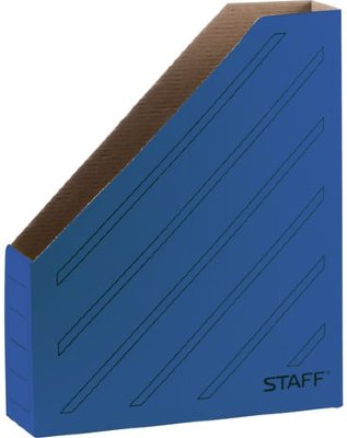Лоток вертикальный для бумаг (260х320 мм), 75 мм, до 700 листов, микрогофрокартон, STAFF, СИНИЙ, 128882