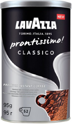 Кофе молотый в растворимом LAVAZZA "Prontissimo Classico", сублимированный, 95 г, жестяная банка, 5330