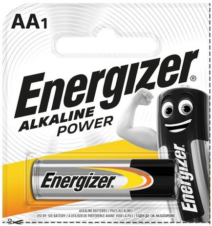 Батарейка ENERGIZER Alkaline Power, AA (LR06, 15А), алкалиновая, 1 шт., в блистере (отрывной блок)