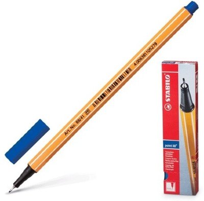 Ручка капиллярная STABILO "Point", СИНЯЯ, корпус оранжевый, линия письма 0,4 мм