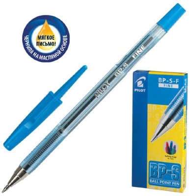 Ручка шариковая масляная PILOT "BP-S", СИНЯЯ, корпус тонированный синий, узел 0,7 мм, линия письма 0,32 мм